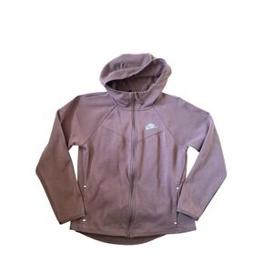 Nike Tech Fleece Hoodie Women Size M Mauve Brown Full Zip Jacket Athleisure Core